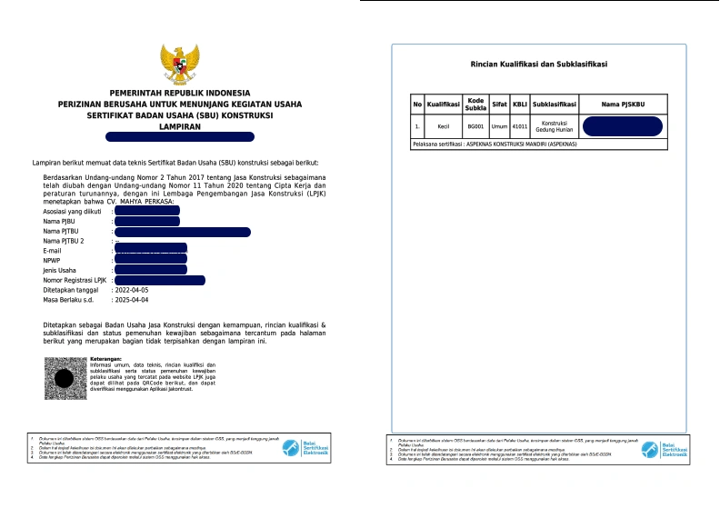 Bentuk SBU Konstruksi 2022